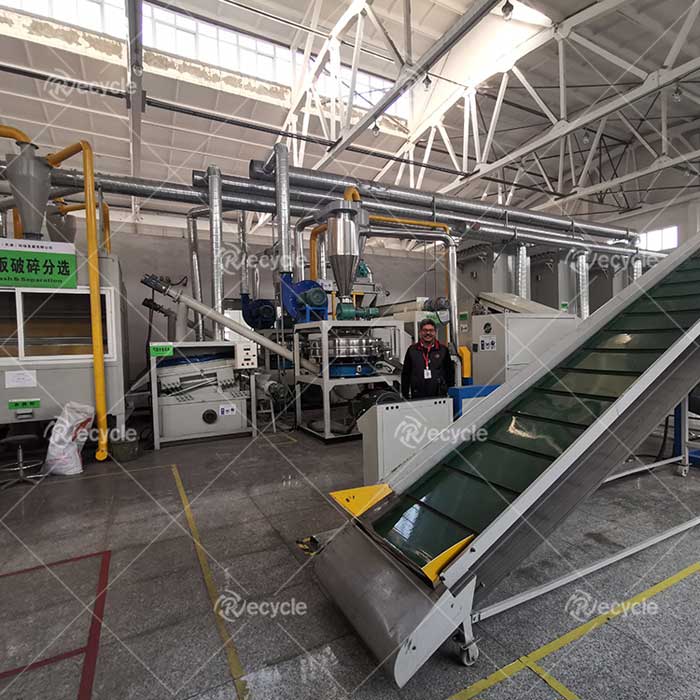 Customer site of waste circuit board crushing, sorting and recycling equipment